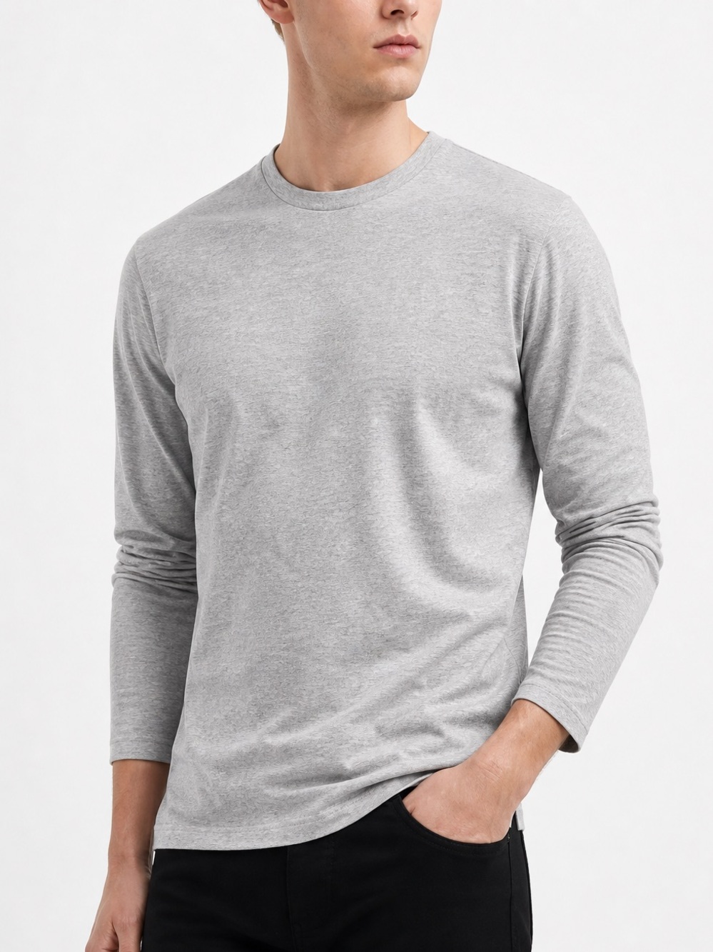 Banana Republic Gray Long Sleeve Tee Men’s L Slim Fit Cotton